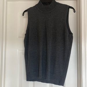 Gray mock neck sweater, sleeveless.  Size large.